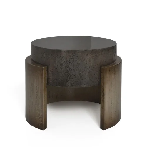 Ekin Varon Design Studio - Stone Handmade Patterned Lacquered Wood Side Table