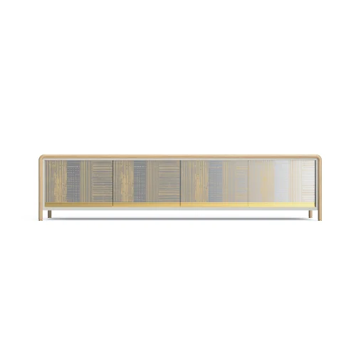 Ekin Varon Design Studio - Sam Tv Unit With Hand-painted Mirror Sliding Doors