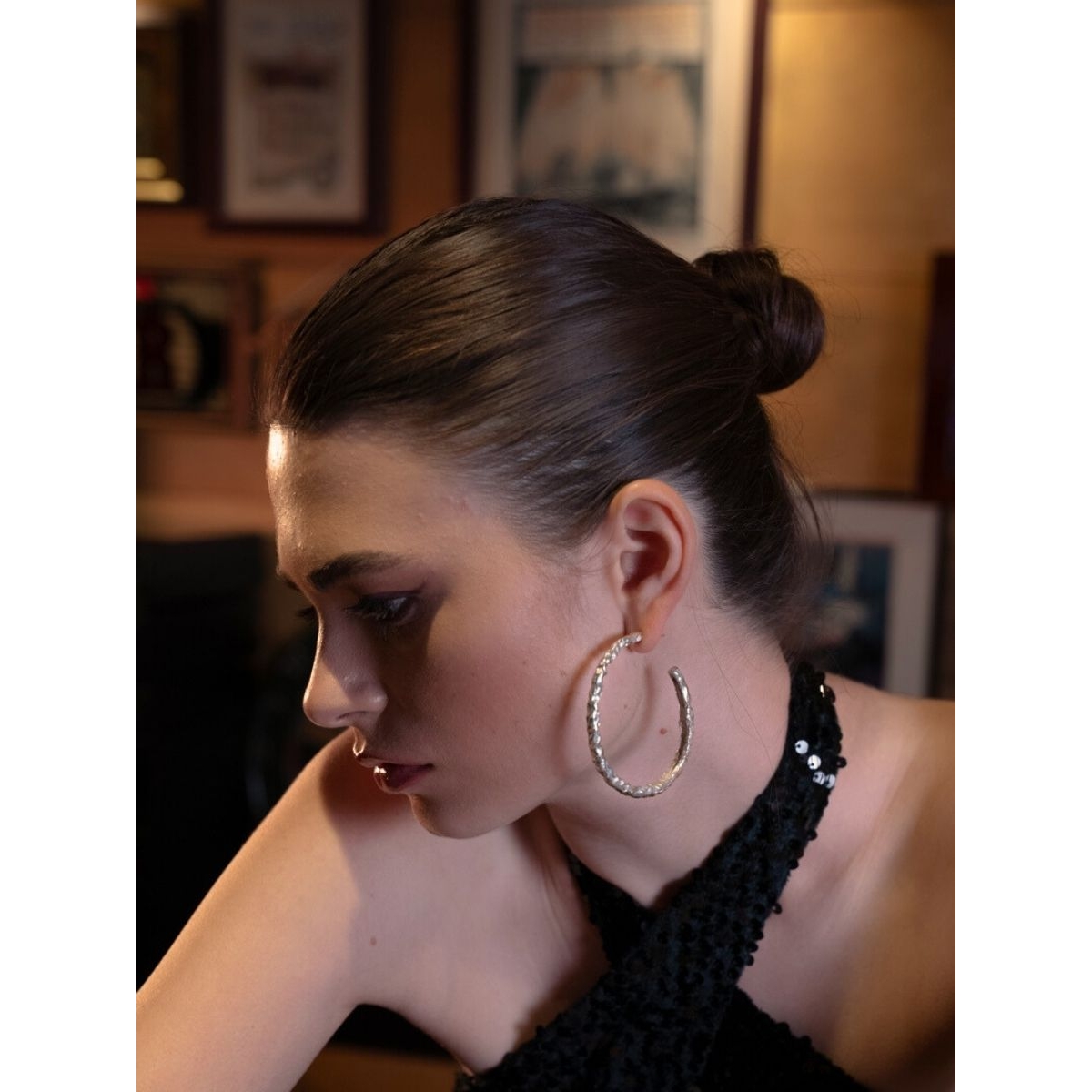 Linya Jewellery - Bonita & Navy-Blue Enamelled Hoop Earrings | hipicon