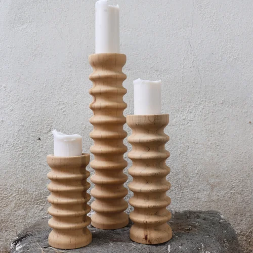 ANANAS - Sofra Modern Wooden Candle Holder Set