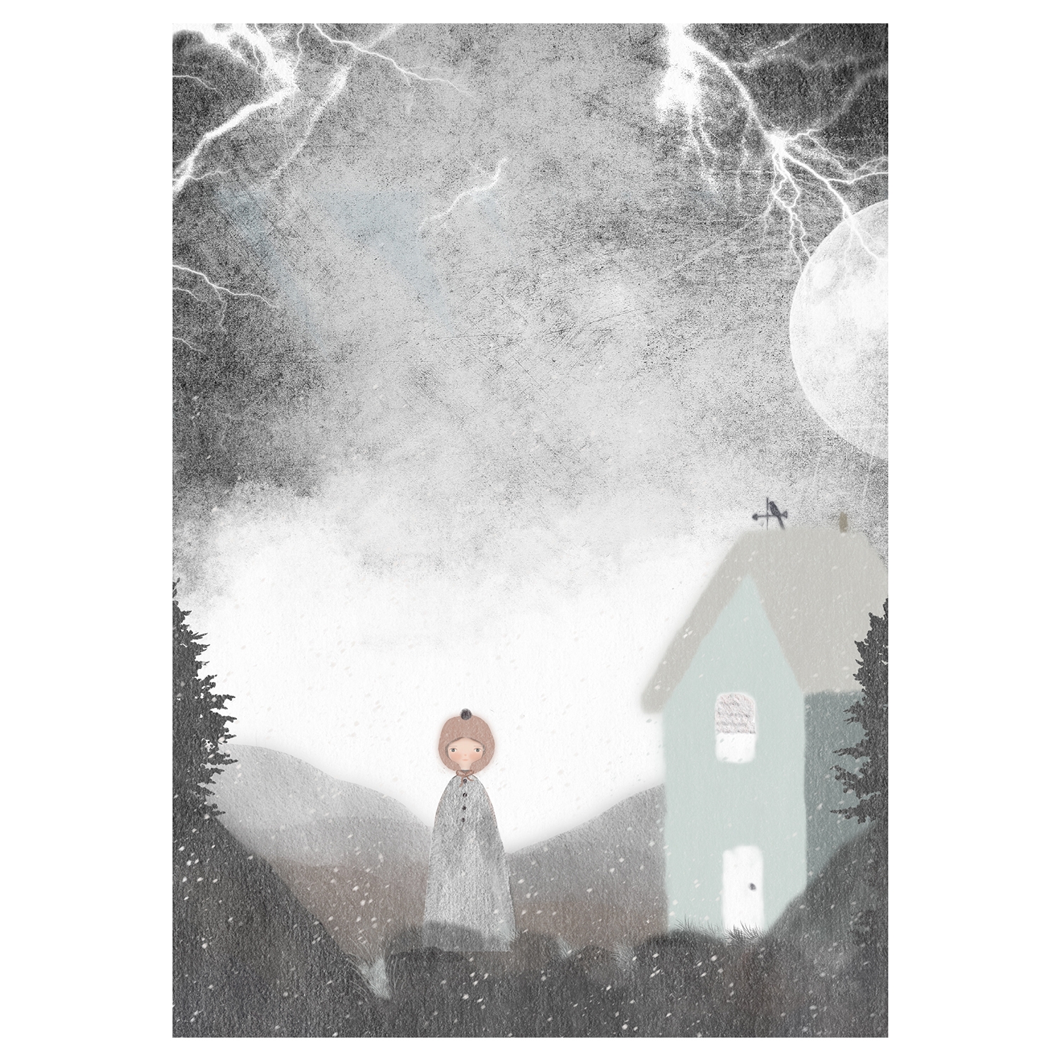 A Dark And Snowy Night Print