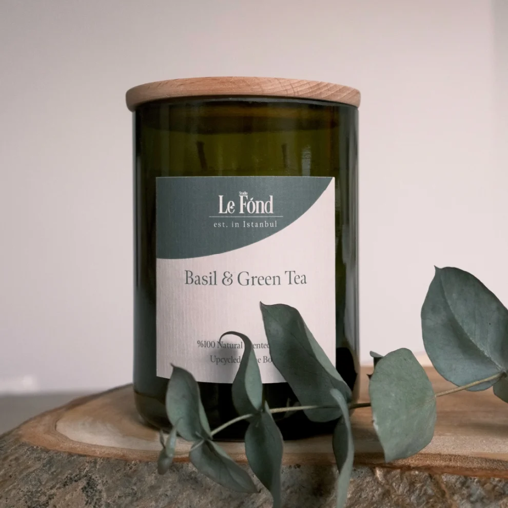 Studio Le Fond - Upcycled Bottles - Candle - Basil & Green Tea