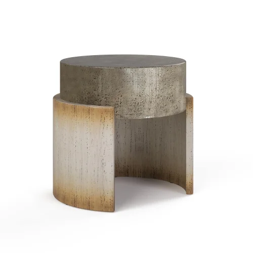 Ekin Varon Design Studio - Stone Handmade Patterned Lacquered Wood Side Table