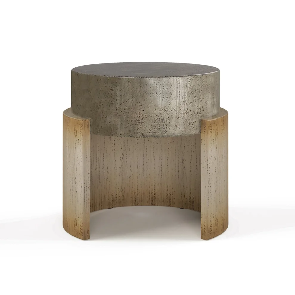 Ekin Varon Design Studio - Stone Handmade Patterned Lacquered Wood Side Table