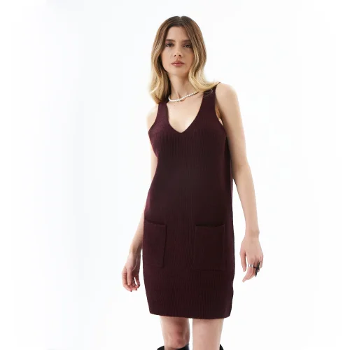 Evoq Nine - Askılı Oversize Triko Elbise