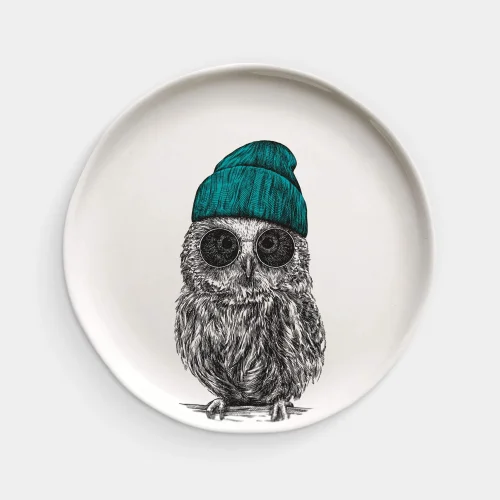 Fusska Handmade Ceramics - Engraving Owl Animal Plate