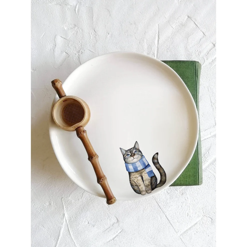 Fusska Handmade Ceramics - Minimal Kedi Hayvan Tabak