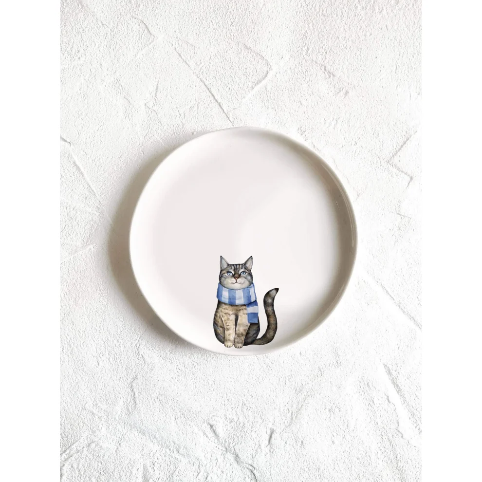Fusska Handmade Ceramics - Minimal Cat Animal Plate