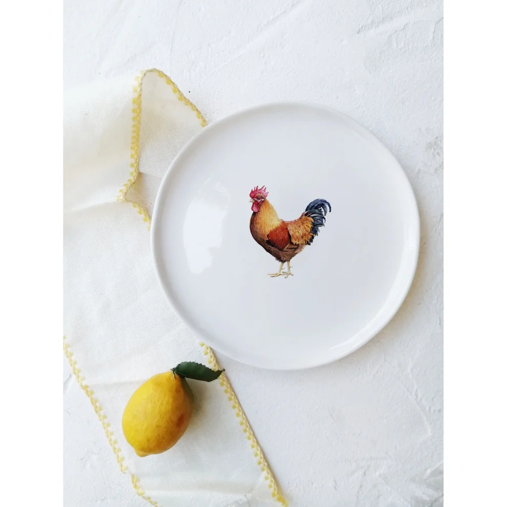 Fusska Handmade Ceramics - Minimal Rooster Animal Plate
