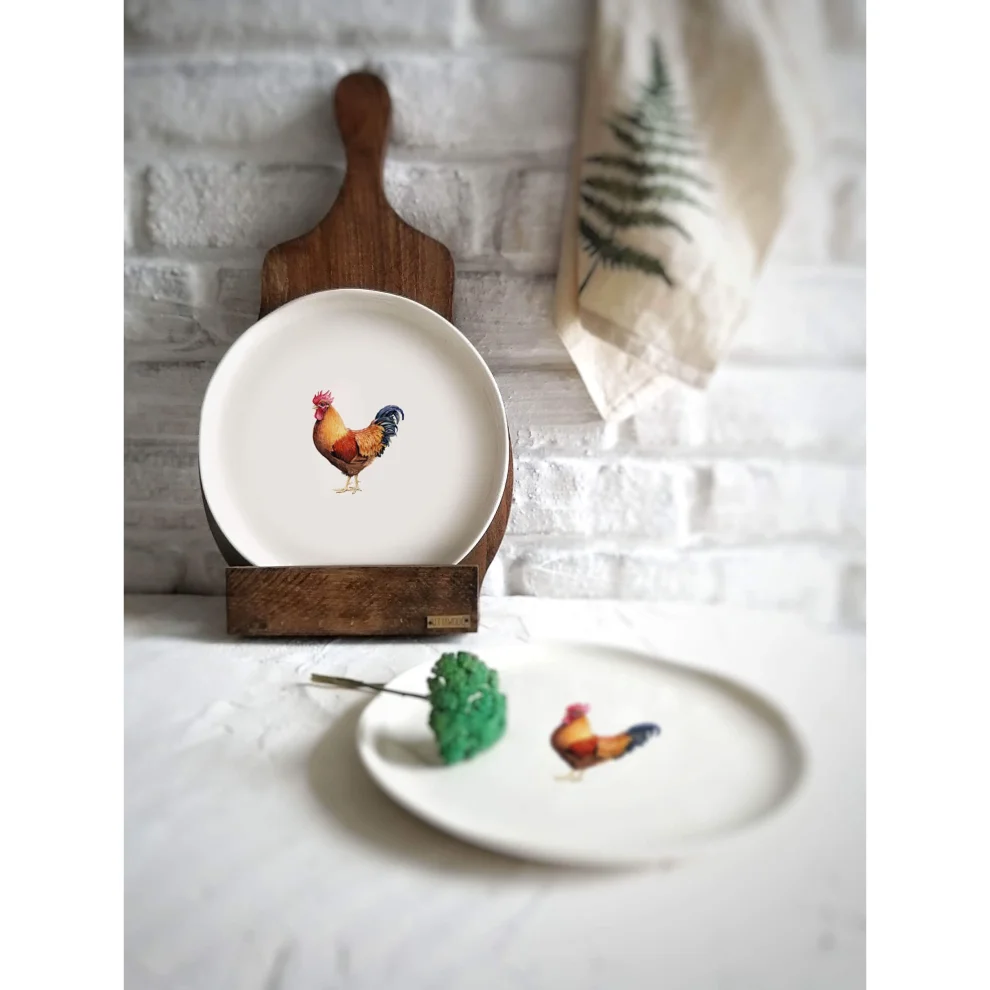 Fusska Handmade Ceramics - Minimal Horoz Hayvan Tabak