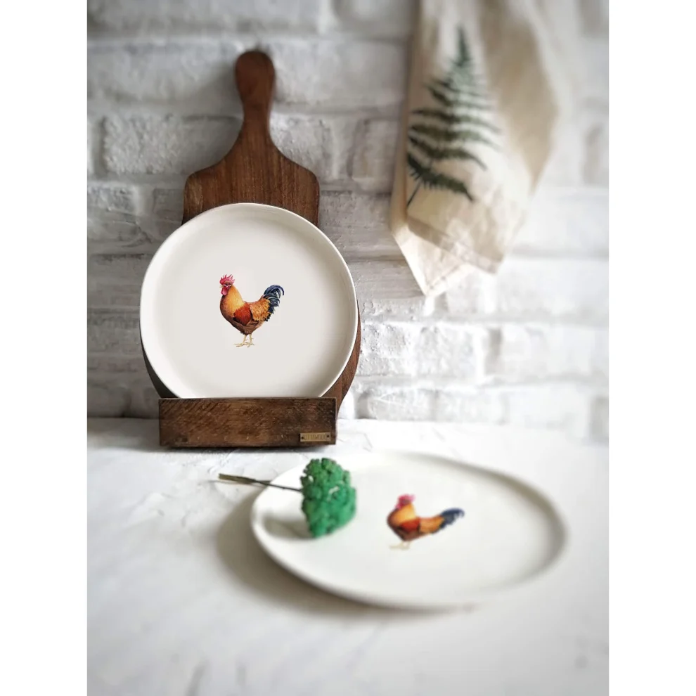 Fusska Handmade Ceramics - Minimal Rooster Animal Plate