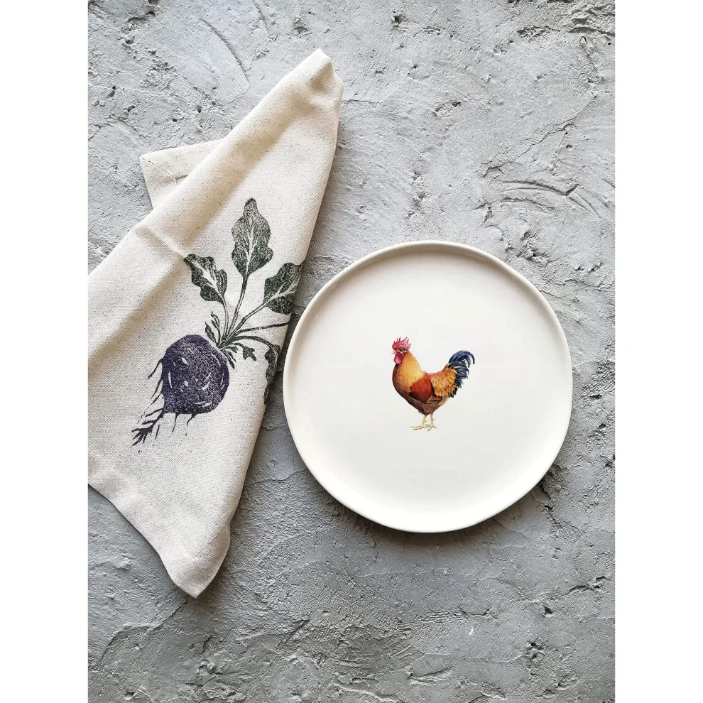 Fusska Handmade Ceramics - Minimal Rooster Animal Plate