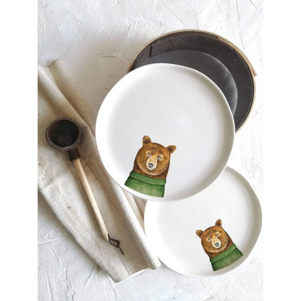 Fusska Handmade Ceramics - Minimal Bear Animal Plate