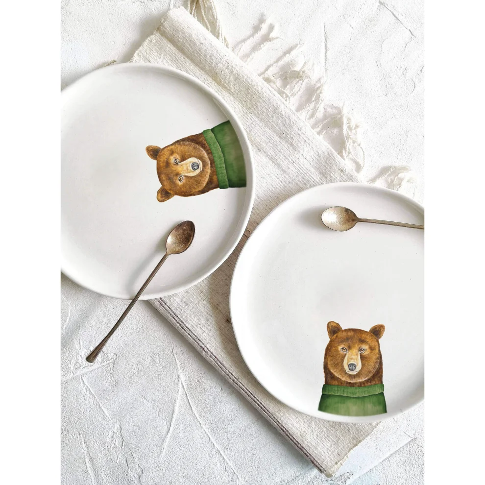 Fusska Handmade Ceramics - Minimal Bear Animal Plate