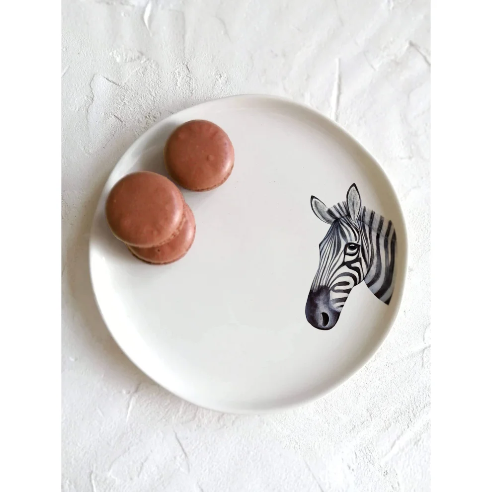 Fusska Handmade Ceramics - Minimal Zebra Hayvan Tabak