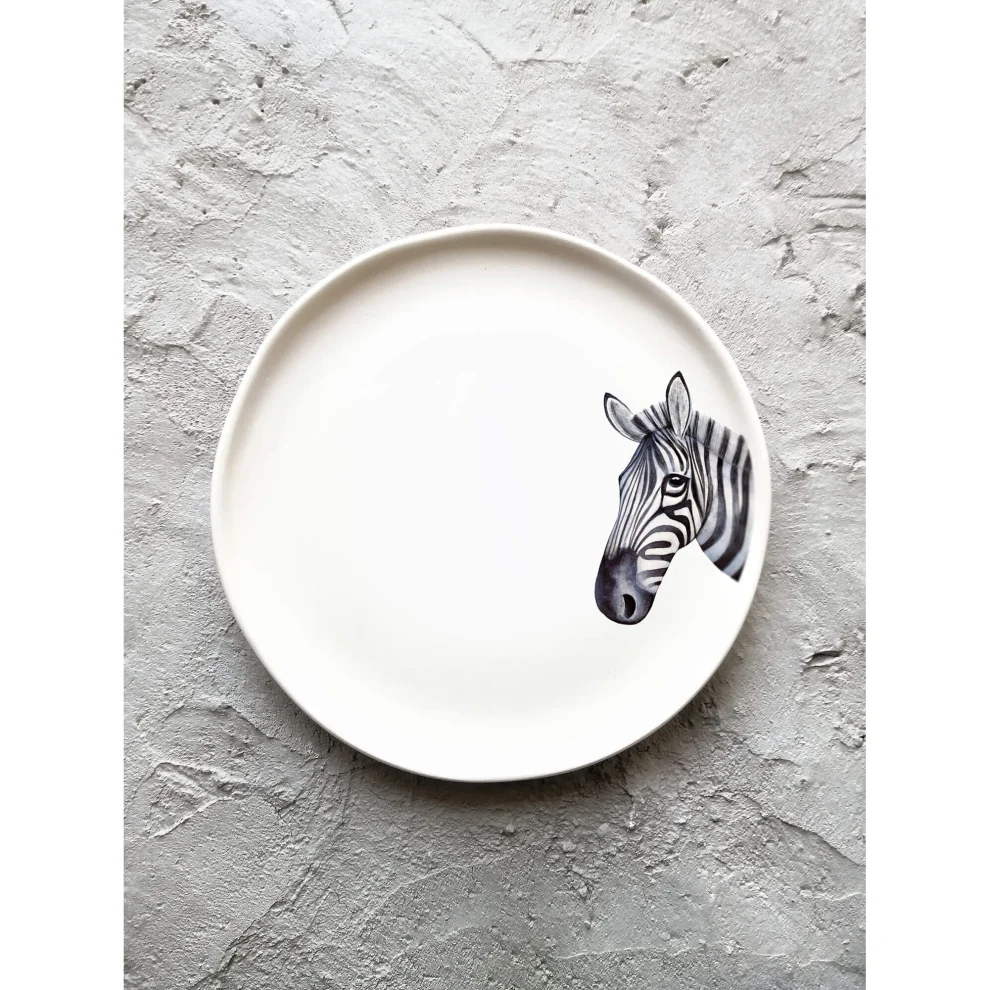 Fusska Handmade Ceramics - Minimal Zebra Hayvan Tabak