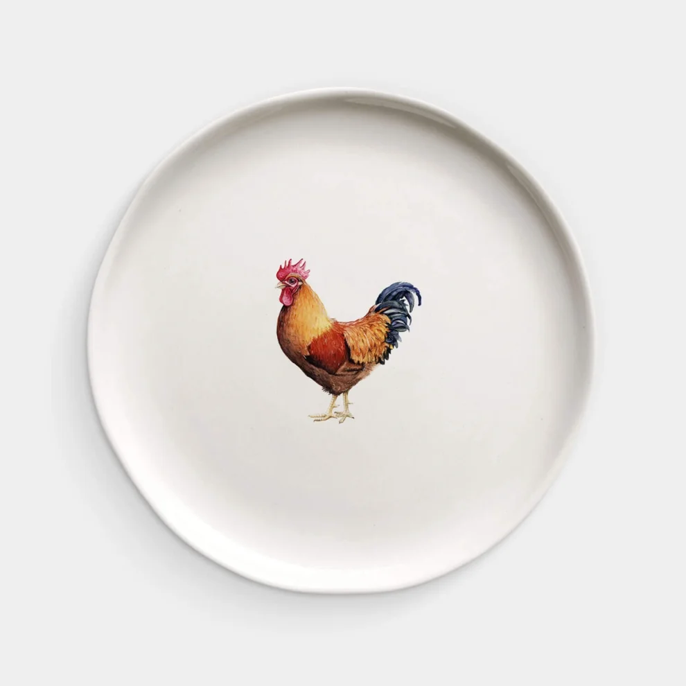 Fusska Handmade Ceramics - Minimal Rooster Animal Plate