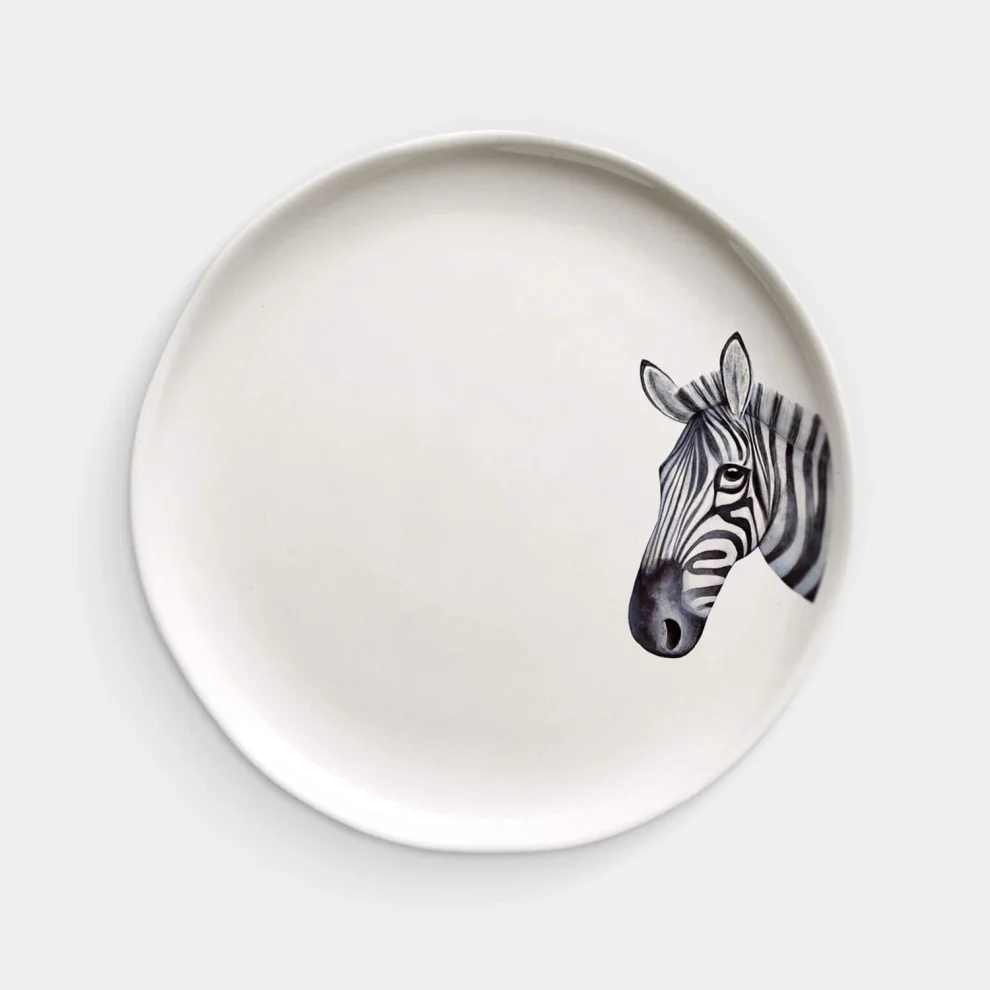 Fusska Handmade Ceramics - Minimal Zebra Hayvan Tabak