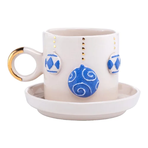 Mori Ceramic - Blue Deco Türk Kahvesi Fincanı