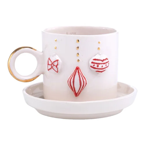 Mori Ceramic - Red Deco Türk Kahvesi Fincanı