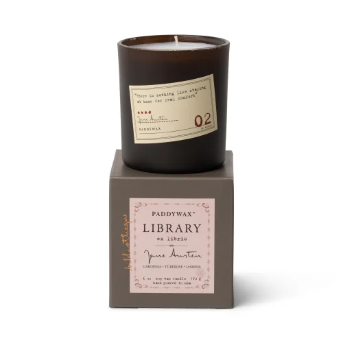 Paddywax - Library Candle Jane Austen - Gardenia/tuberose/jasmine - Karton İçinde Cam Mum 170 Gr.
