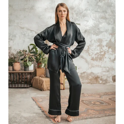 Zau - Elegant Saf İpek Pijama Takım Seti