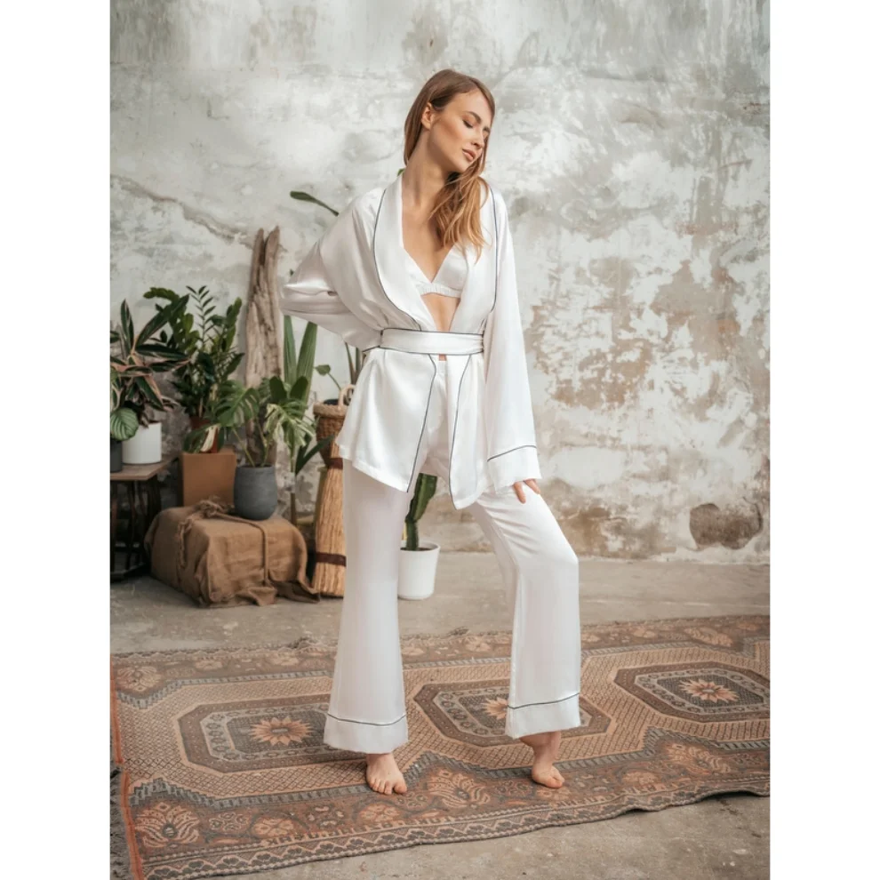 Zau - Elegant Saf İpek Pijama Takım Seti