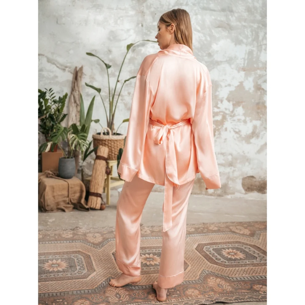 Zau - Elegant Saf İpek Pijama Takım Seti