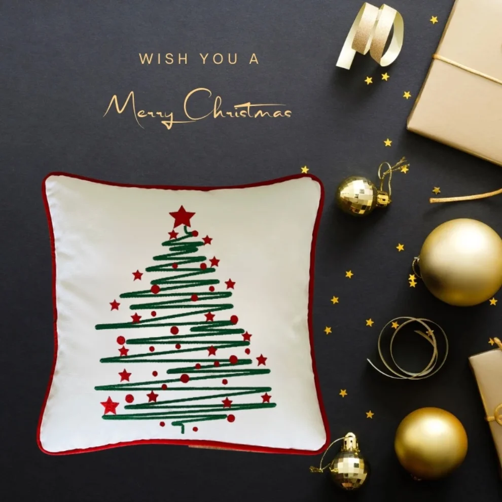 Adade Design Pillow - Noel Embroidery Christmas Tree Pillow