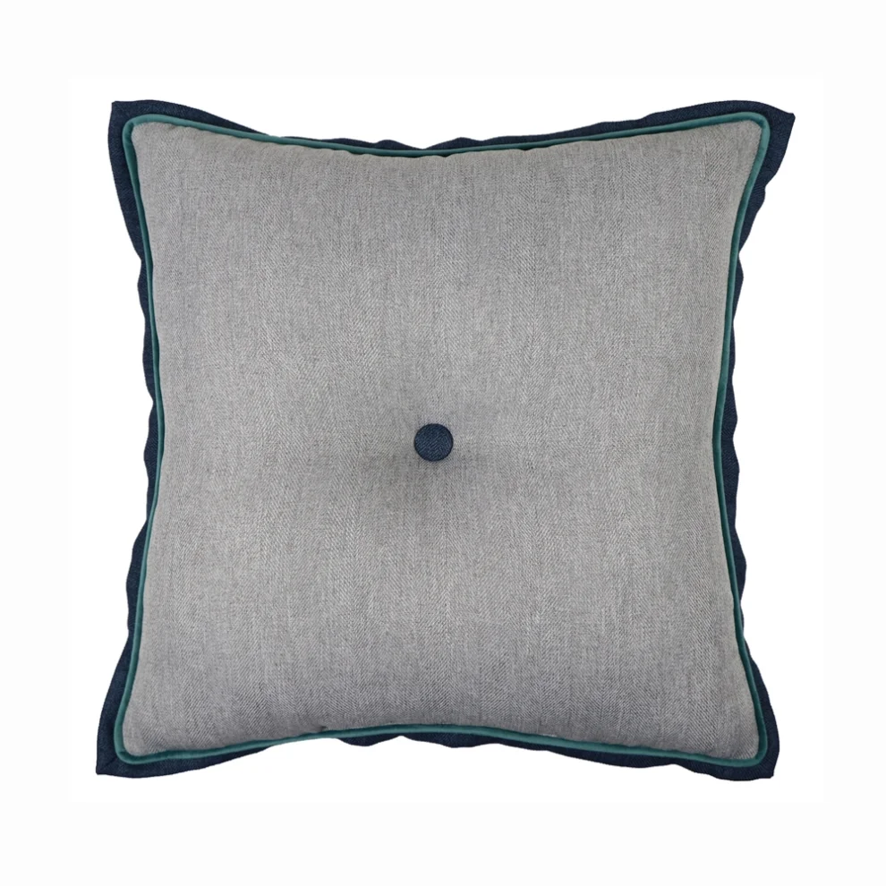 Boom Bastık - Herringbone Patterned Decorative Pillow With Pipe And Buttons