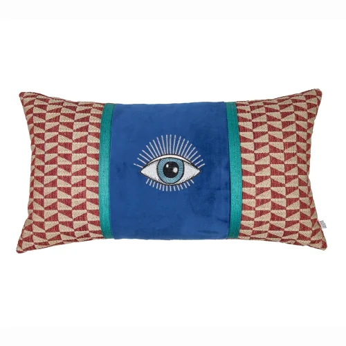Boom Bastık - Geometric Patterned Eye Embroidered Pillow