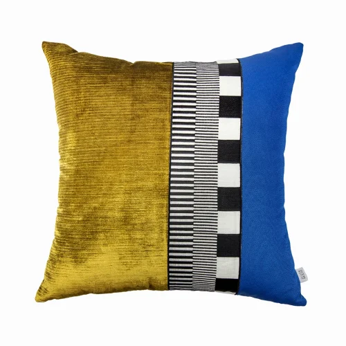 Boom Bastık - Striped Yellow Velvet Pillow