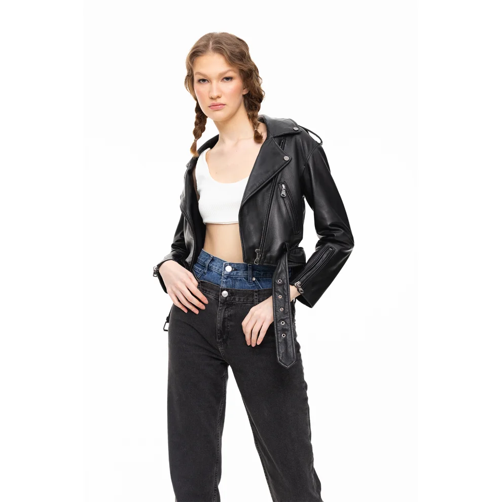 H and m discount leather jacket womens