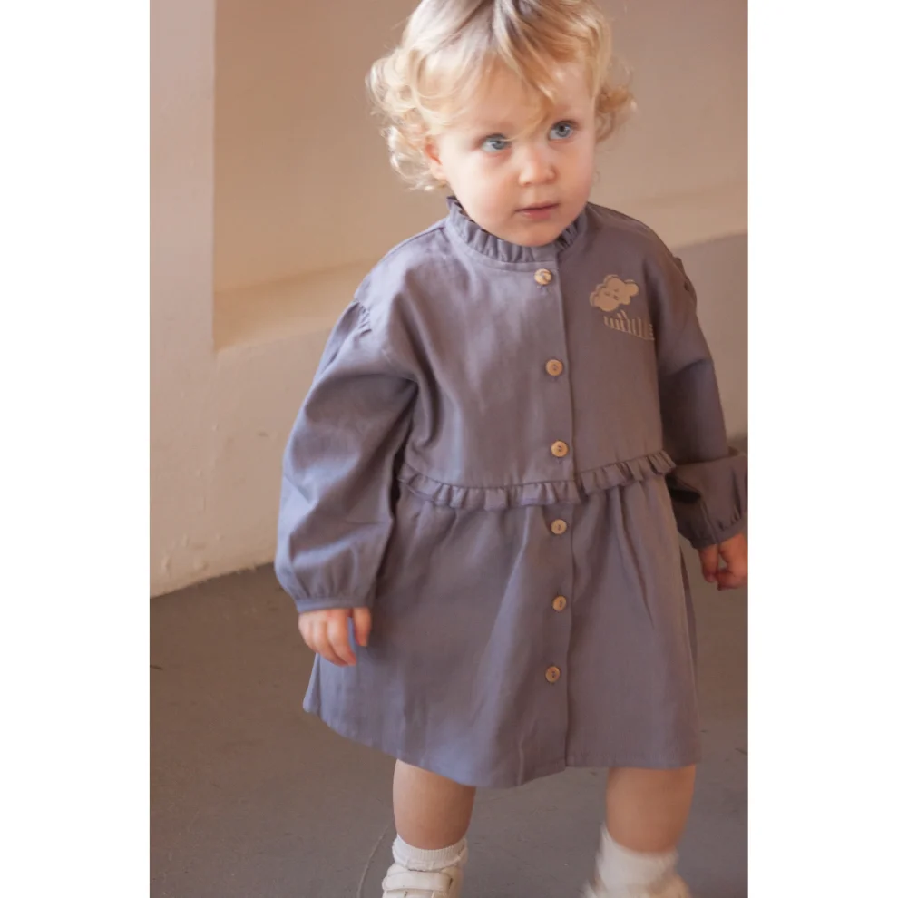 Auntie Me - Organic Quicksilver Cloud With Scarf Flannel Dress