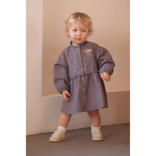 Auntie Me - Organic Quicksilver Cloud With Scarf Flannel Dress