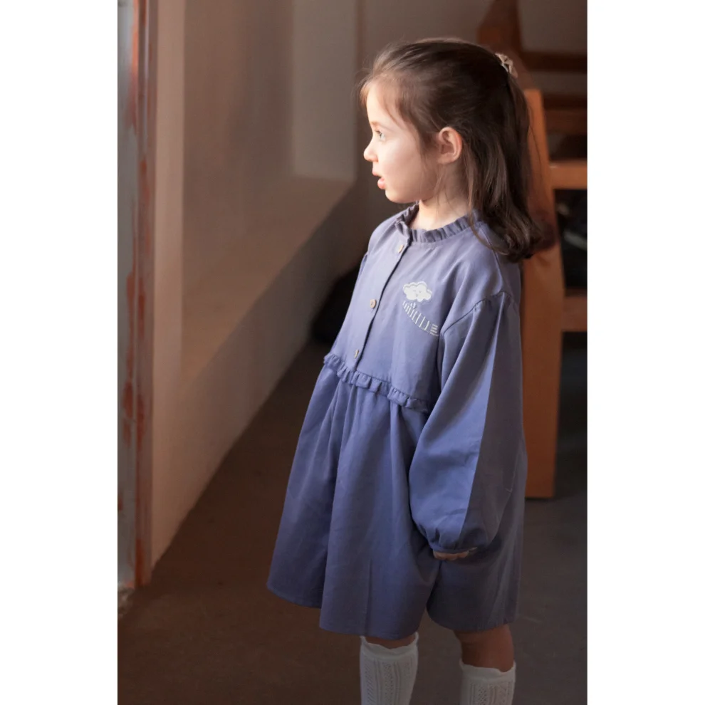 Auntie Me - Organic Quicksilver Cloud With Scarf Flannel Dress