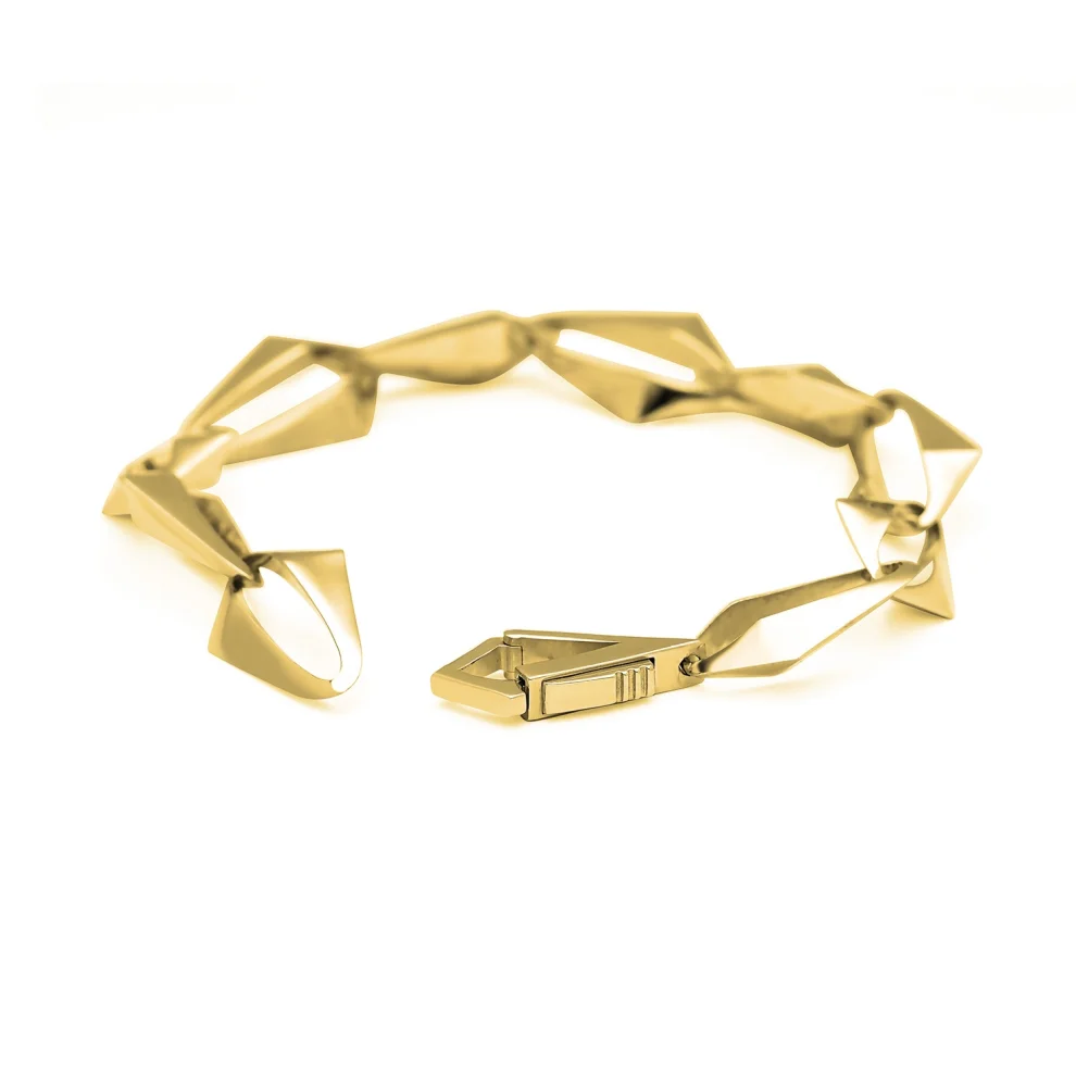 Mishka Jewelry - Splash Özel Kilitli Altın Kaplama Gümüş Zincir Bileklik