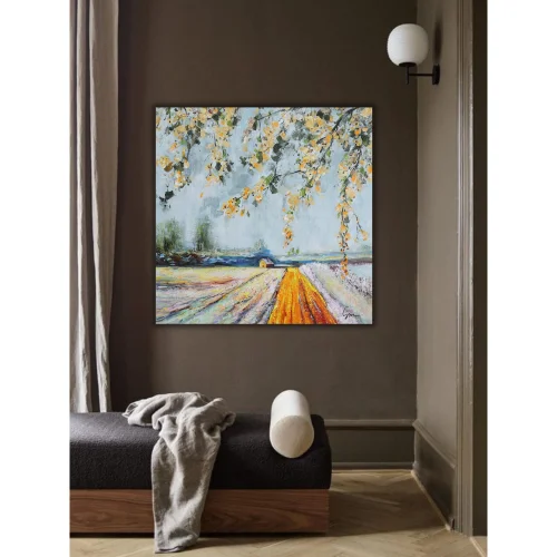 Home in Joy - Manzara Soyut El Yapımı Yağlı Boya Tablo 75x75cm