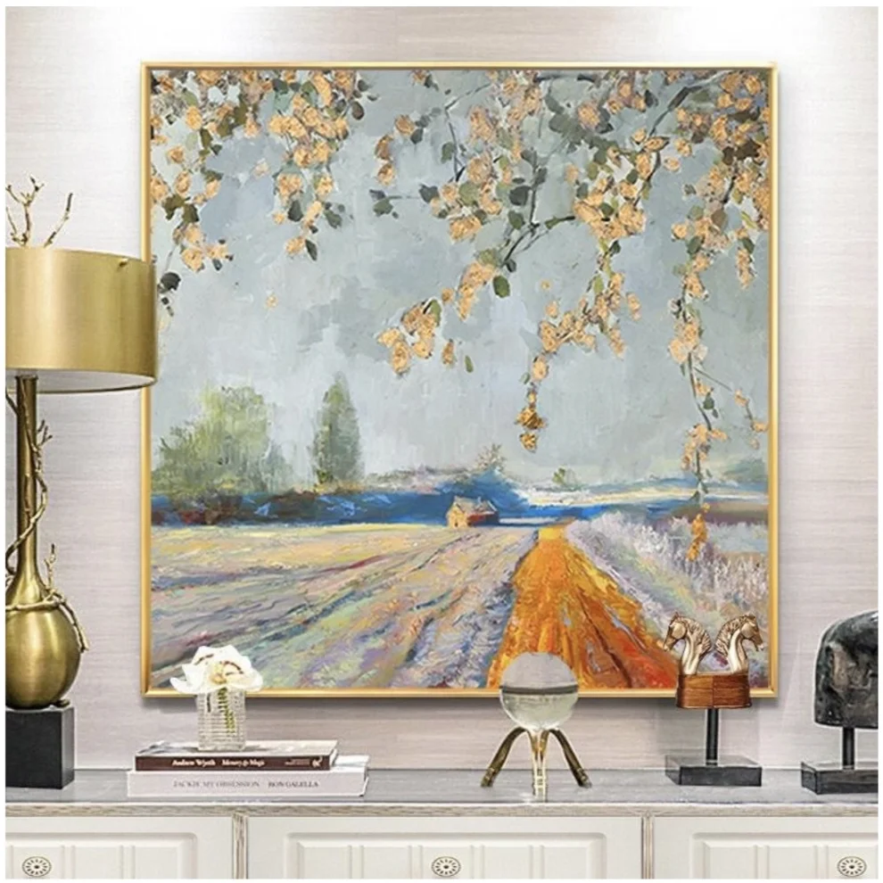 Home in Joy - Handmade Oil Painting 75x75cm Landscape Abstract