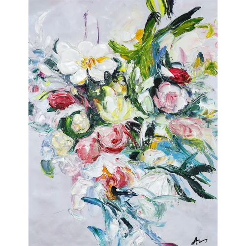 Home in Joy - Handmade Oil Painting 65x80cm Flower Bouquet