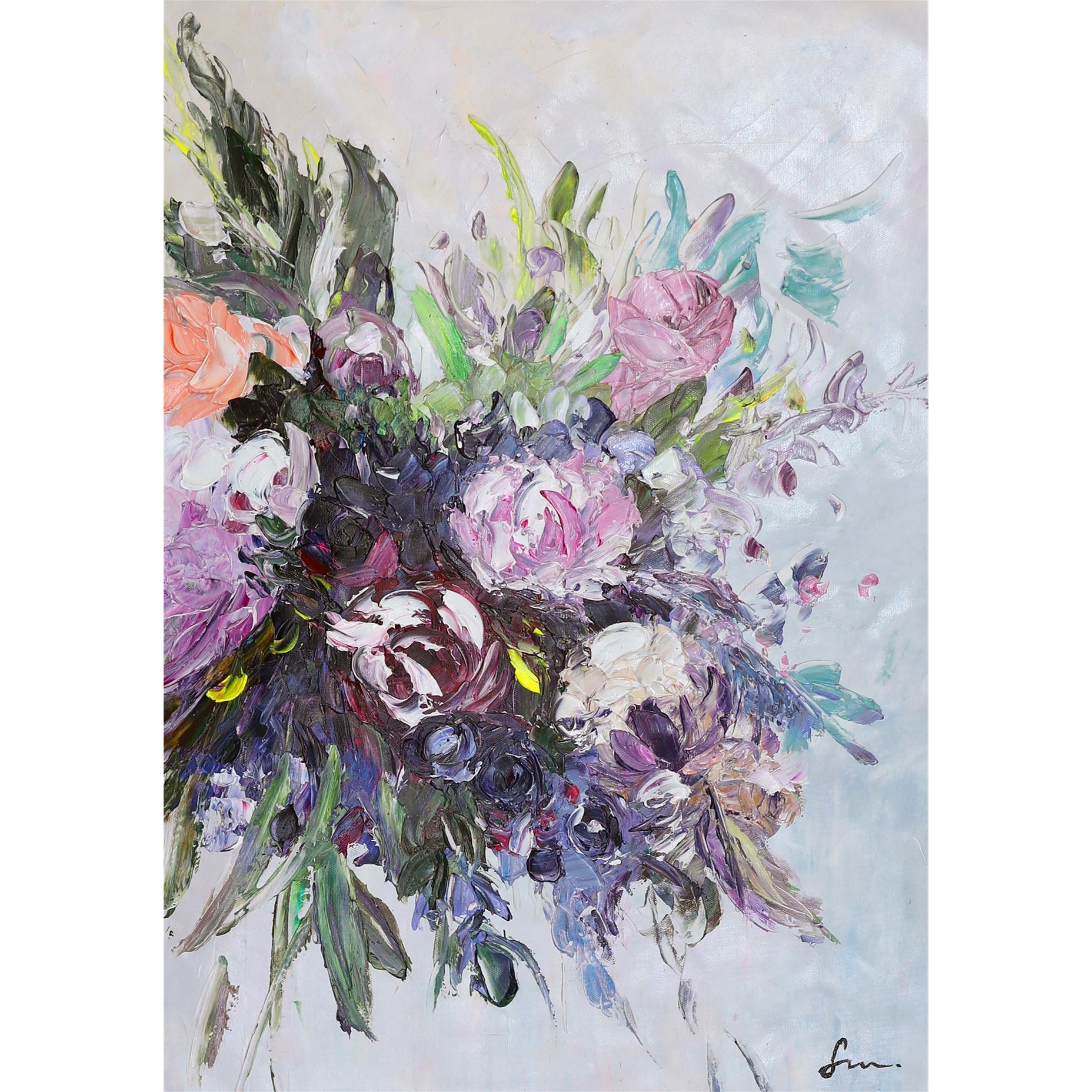 Handmade Oil Painting 69x95cm Flower Bouquet