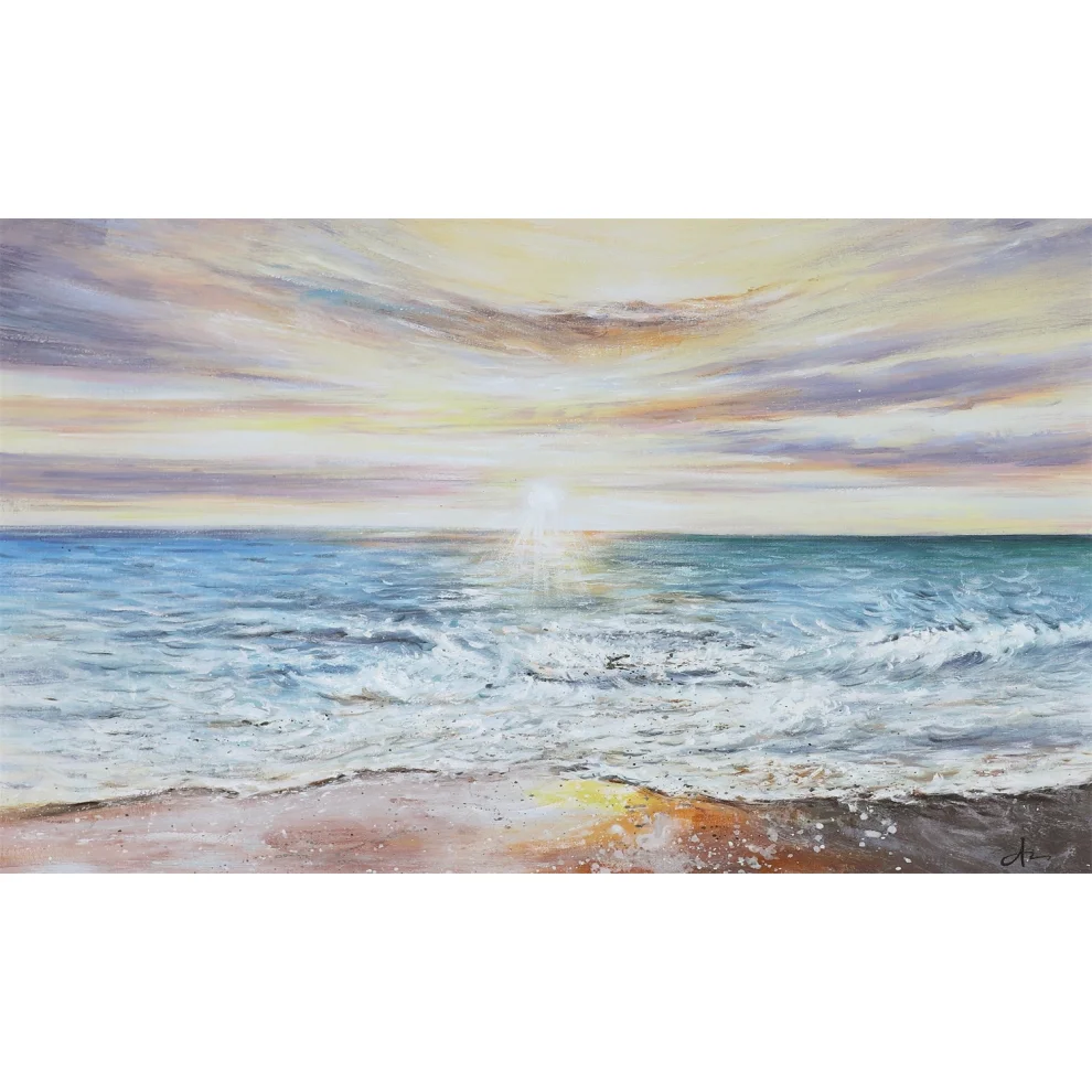 Home in Joy - Handmade Oil Painting 114x75cm Landscape Sea Sunset