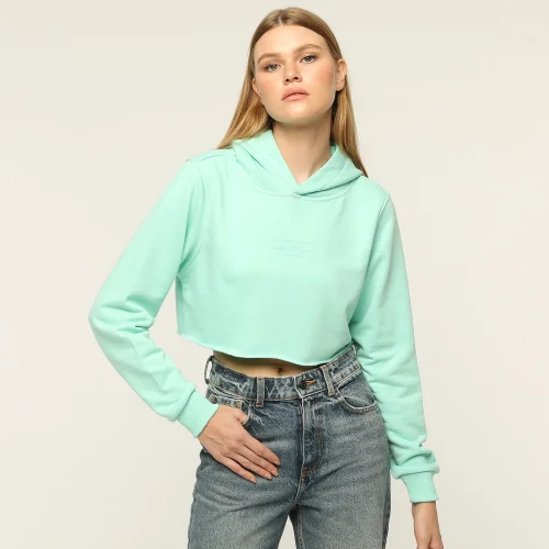 Monarq - Baskılı Crop Top Sweatshirt