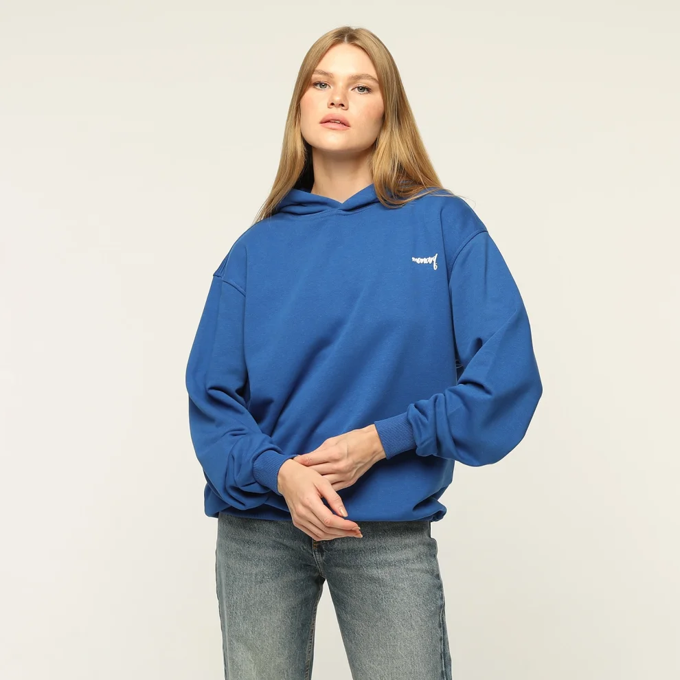 Monarq - Flok Baskılı Kapüşonlu Kadın Sweatshirt