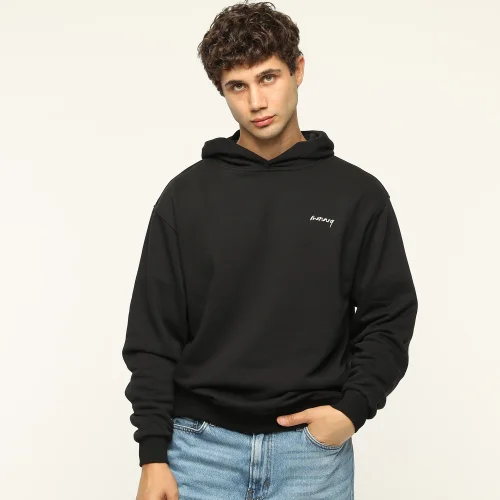 Monarq - Kabartma Baskılı Kapüşonlu Sweatshirt