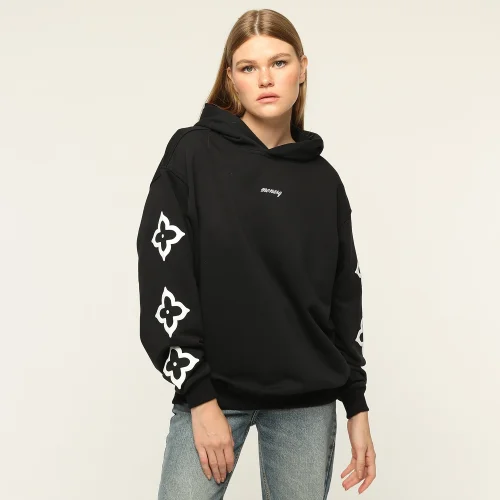 Monarq - Kabartma Motifli Kapüşonlu Kadın Sweatshirt