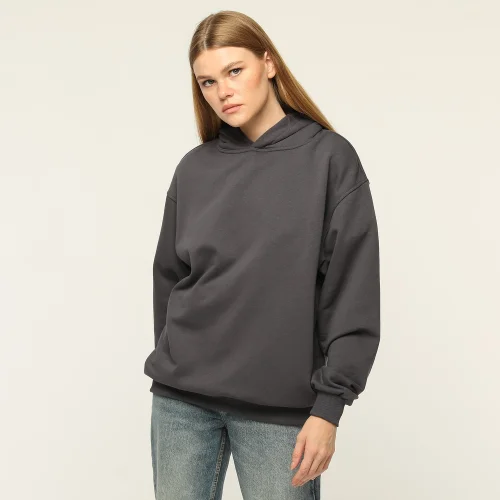 Monarq - Nakışlı Kapüşonlu Kadın Sweatshirt