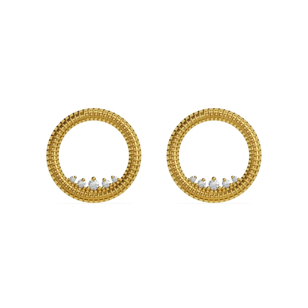Pacal - 14k Gold Plated Sterling Silver White Stone Round Hoop Earring