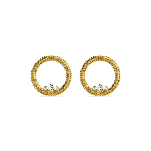 Pacal - Midi Semita - Rhodium Plated 925 Sterling Silver Circle Women Earrings With Stones