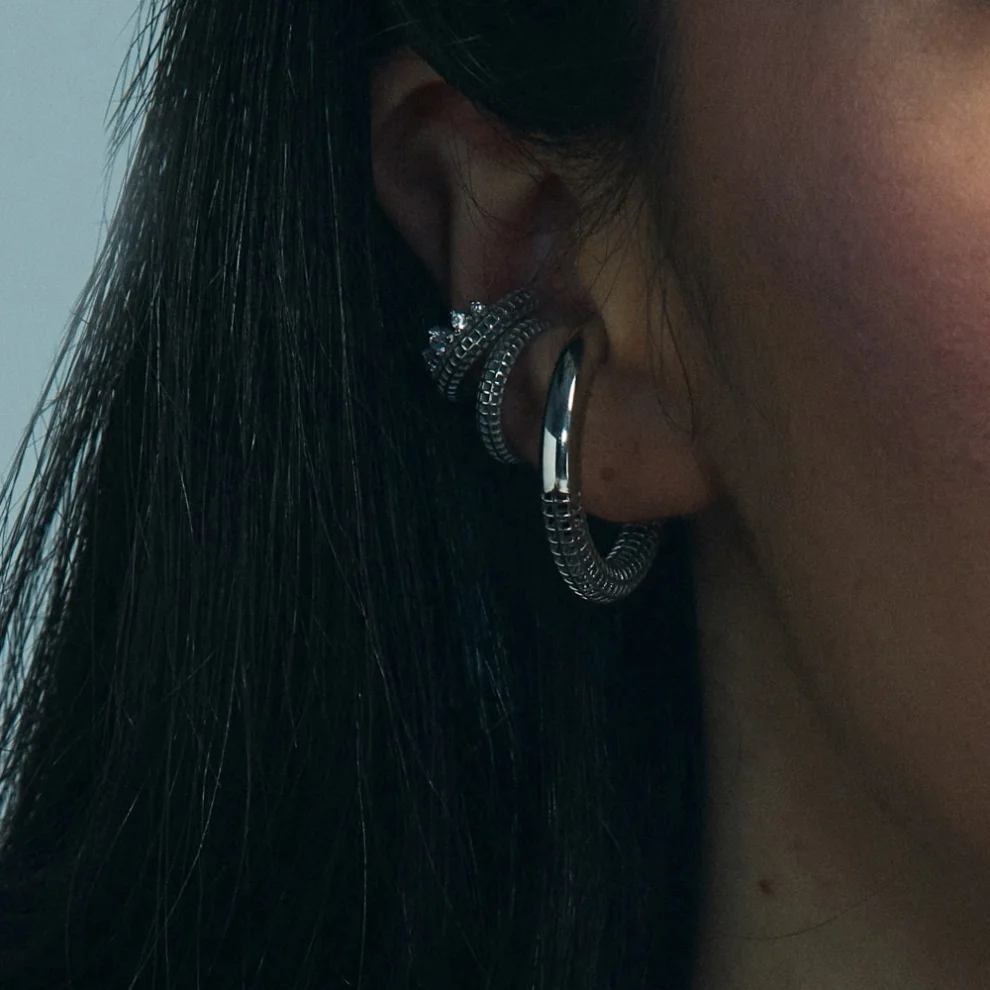 Pacal - Silver Cartilage Big Size Ear Cuff Earrings